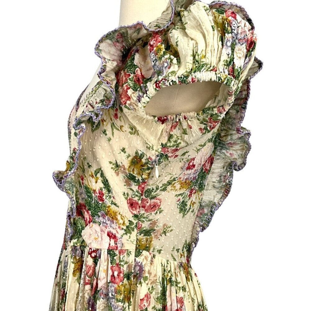 NWT LoveShackFancy Exley Dress Shining Gemstone Size 2 Floral Short Sleeve - Picture 6 of 16
